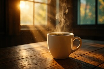 Obraz premium A Cup of Warmth in the Sunlit Room