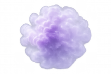 Purple cloud floats against a transparent background, symbolizing imagination, dreams, and creativity