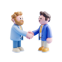 Handshake Symbolizing Business Negotiation in Soft Pastel Colors with 3D Glossy Finish