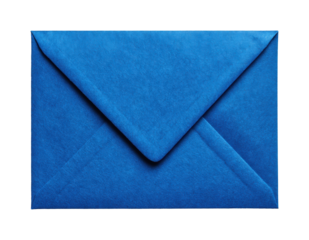 Colorful blue envelope displaying correspondence office desk stationary isolated on transparent background, png