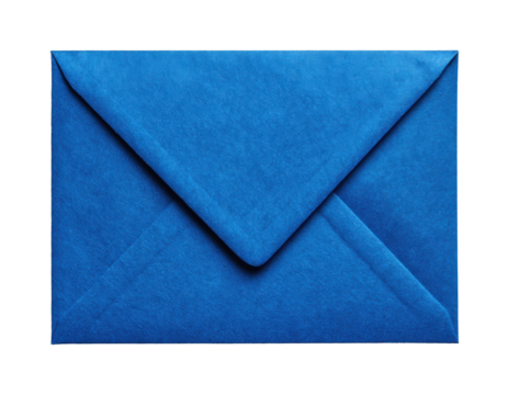 Colorful blue envelope displaying correspondence office desk stationary isolated on transparent background, png