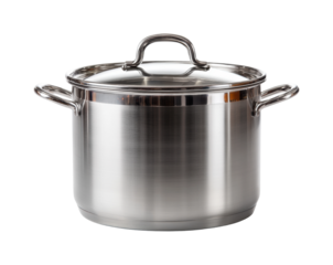 Cooking event stainless steel pot in modern kitchen culinary content bright environment isolated on transparent background, png