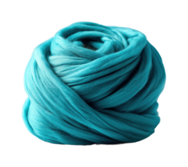 Knitting or crafting with soft turquoise wool textured yarn isolated on transparent background, png