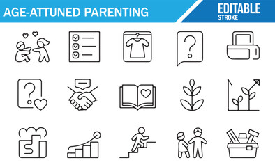 Editable Parenting Icons for Educational Resources and Child Development