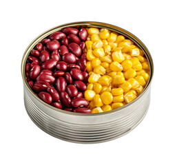 Mixing canned red beans and corn for healthy meals kitchen food isolated on transparent background, png