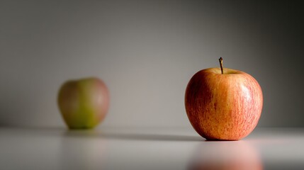 Crisp studio lighting on minimalist apple layout