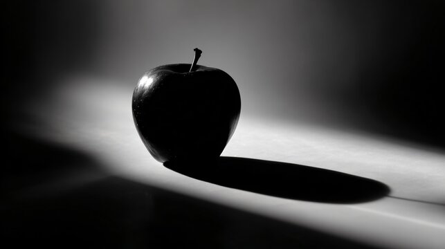 Low contrast image of apple silhouette against diffused light