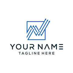 the letter N three lightning bolts with a square frame