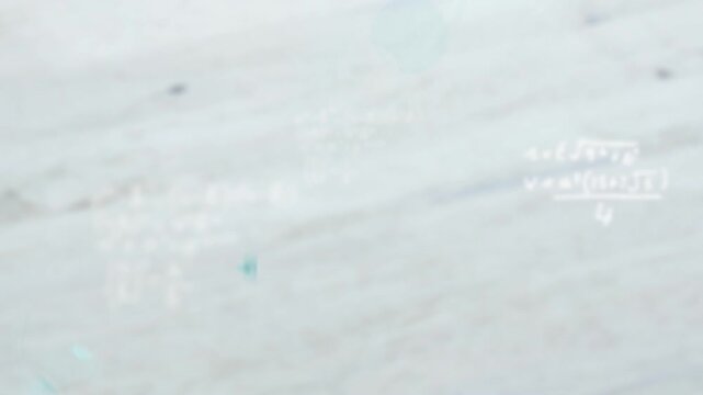 At one-second intervals floating translucent math formulas glowing and fading for ongoing review