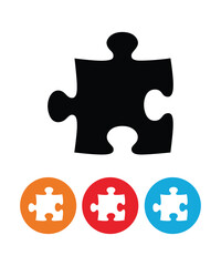 Fototapeta premium Black puzzle piece isolated on white background, a symbol of connection