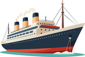 Fototapeta premium Cruise Ship Illustration vector Style with Editable and white background 
