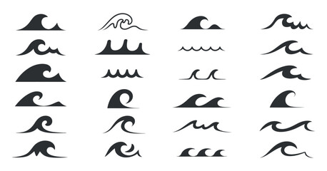 Seascape Silhouettes A Collection of Minimalist Wave Illustrations Evoking the Tranquility and Vastness of the Ocean