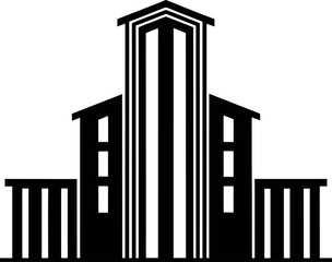 Ancient Greek columns vector illustration isolated on a blue sky background, perfect for architecture and temple designs