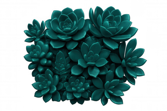Bouquet of turquoise succulents creating a stunning visual with transparent background, perfect for design projects - Powered by Adobe