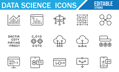 Editable Vector Icons for Artificial Intelligence and Data Engineering