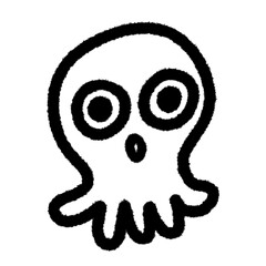 bigfin reef squid png outline, cute cartoon handdraw clipart kids doodle element hand drawn doodle, handwriting clipart, kawaii kids drawing, funny character, childlike sketch, handwritten words,