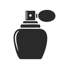 Obraz premium Elegant black vintage perfume bottle silhouette isolated on white background