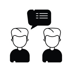 Conversation glyph outline icon with white background vector stock illustration