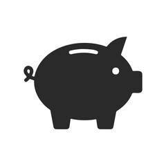 Fototapeta premium Black silhouette of a piggy bank icon on white background