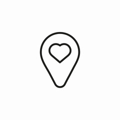 location pin heart icon sign vector