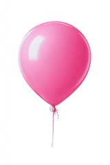 Single pink balloon, glossy, round, against white