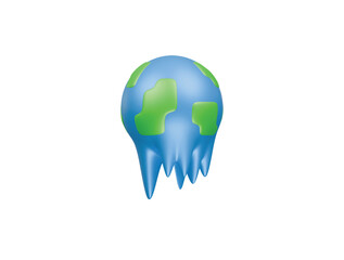 earth melting icon 3d illustration render