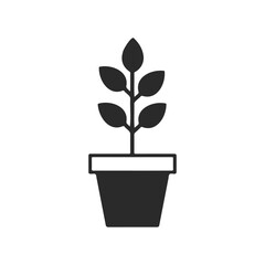 Obraz premium Minimalist black potted plant icon on white background