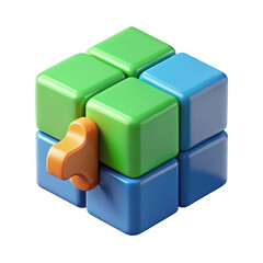 Obraz premium 3d abstract building blocks toy isolated on transparent background