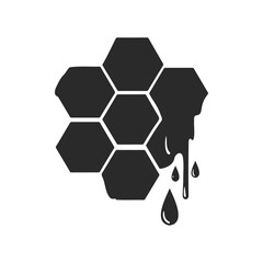 Obraz premium Black honeycomb with dripping honey illustration