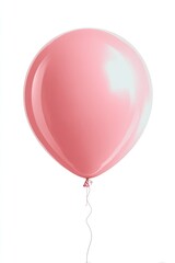 Single pink balloon, glossy surface, on white background