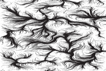 Fototapeta premium Abstract Black Ink Flow Pattern on White Background