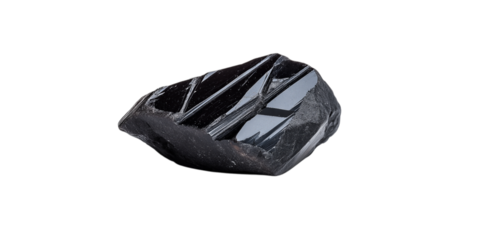 Black Obsidian Crystal Fragment with Sharp Edges isolated on a transparent background
