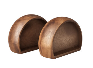 Two Wooden Half-Circle Shelves isolated on a transparent background