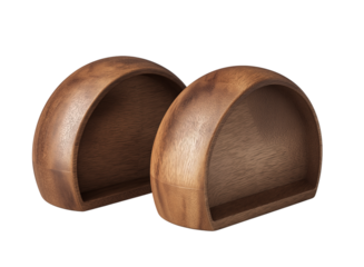 Two Wooden Half-Circle Shelves isolated on a transparent background