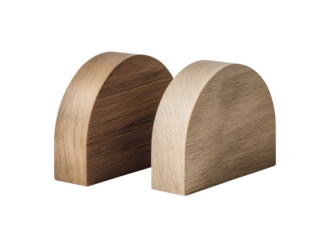 Two wooden semicircles isolated on a transparent background