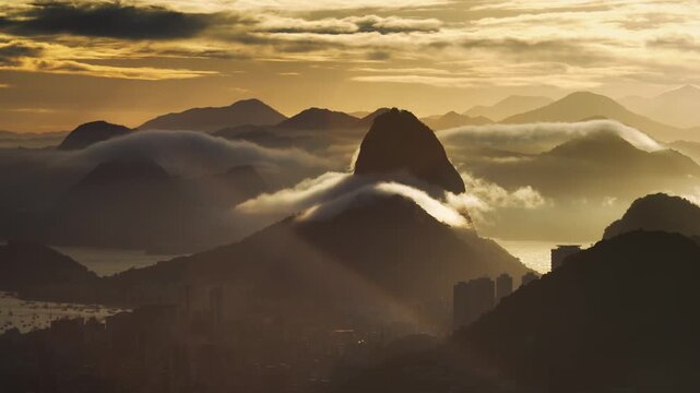 Rio de Janeiro Brazil &ndash; 4K UHD Timelapse of Sugarloaf Mountain with Clouds and Sunrise