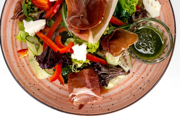 salad with ham and cheese