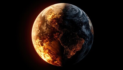 Earth, divided between fiery and cool halves