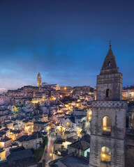 Fototapeta premium Blue hour over the Sassi of Matera at sunrise. Basilicata, Italy.