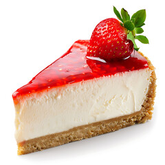 Slice of Cheesecake Topped with Strawberry and Jelly