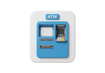 Modern blue ATM machine with clear screen and keypad for easy financial transactions