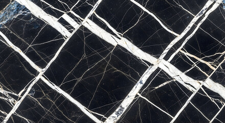 Dramatic Black Marble with a Dense Network of White Veins for Bold Interior Statements and Luxury Designs

