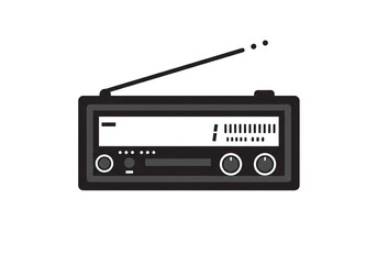 Obraz premium Retro radio with antenna and tuning dial, vintage audio receiver for classic sound