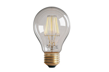 A vintage-style light bulb with a frosted glass globe and a gold-colored base.  Filament LEDs are visible within