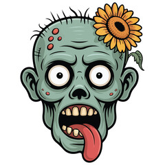 Horror zombie with pimples cartoon vector illustration isolated on white background