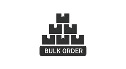 Black and white illustration of a bulk order icon with stacked boxes on a white background image ai generated