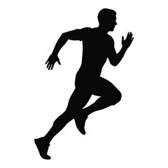 Silhouette of a man running fast in an athletic pose demonstrating speed and agility silhouette