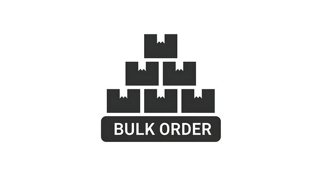 Black and white illustration of a bulk order icon with stacked boxes on a white background image ai generated