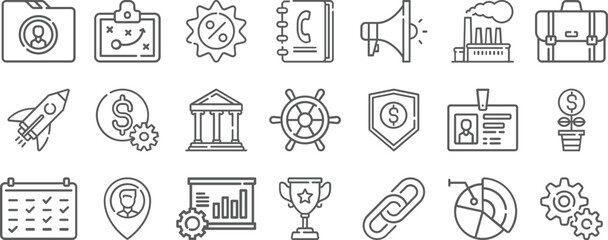 Business and finance icons in outline style vector