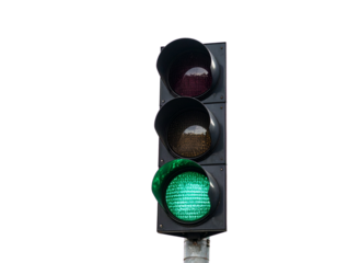 Traffic Signal with Glowing Green Light, Isolated on Transparent Background